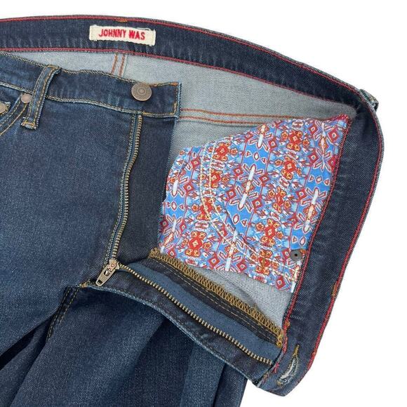 Johnny Was Skinny Jeans High Rise Dark‎ Wash Stretch Size 32 - Picture 9 of 11